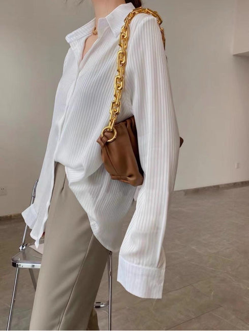 Striped Drop Shoulder Button Down Shirt